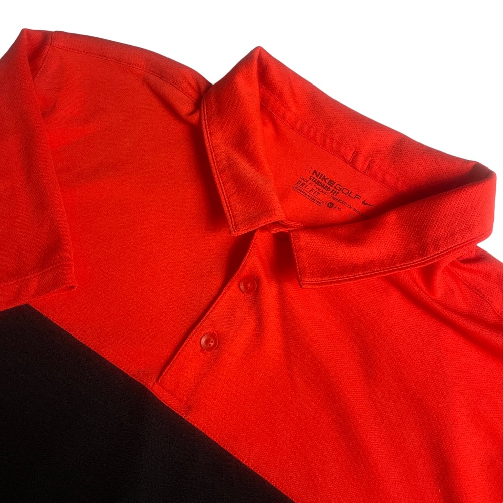 Nike Golf XL Standard Fit Orange Black Polo 1/4 Button